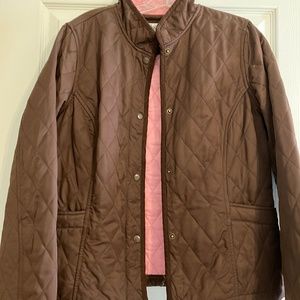 Perfect lightweight Lilly Pulitzer Brown Quilted Jacket with Pink Lining 💖